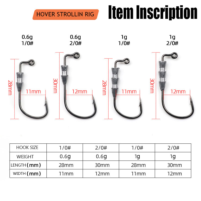 WODJYJ 10 ชิ้น 0.6 กรัม 1 กรัม - Fishing Hook Offset บทวิจารณ์และราคา