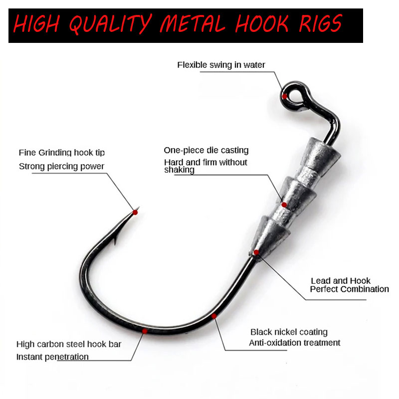 WODJYJ 10 ชิ้น 0.6 กรัม 1 กรัม - Fishing Hook Offset บทวิจารณ์และราคา