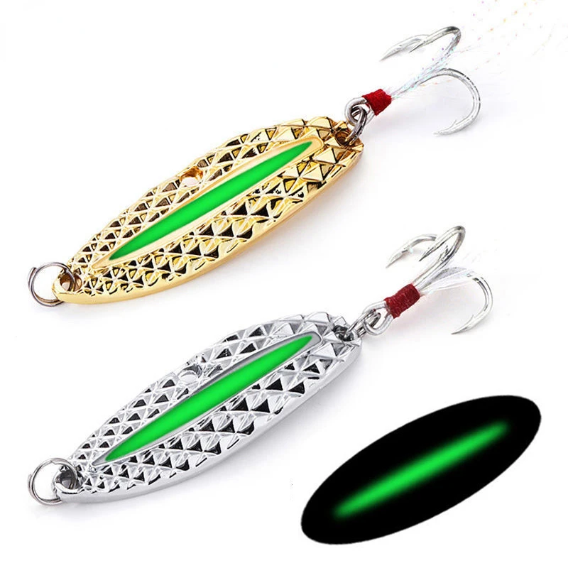 1PC โลหะ Luminous Spinner ช้อน - Fishing Hook Treble บทวิจารณ์และราคา